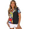 tiorhooe Camicia hawaiana da donna anni '80 e '90 estiva retrò hawaiana a maniche corte da donna vintage con bottoni