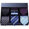 HISDERN Set 5 PCS Cravatta Uomo - Tinta Unita, Pois, Quadri, Righe - Fazzoletto Incluso - Per Festa e Matrimonio
