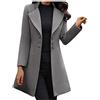 ZWQJYH Trenchcoat, cappotto da donna alla moda, antivento, giacca autunnale e inverno, doppia faccia in lana, grigio, L