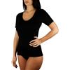 Clessidra Pacco da 3 Maglie Intime Donna a Manica Corta in Caldo Cotone Felpato Made in Italy, Maglietta Intimo Donna, Cotone, T-Shirt Donna, Manica Corta, Canottiera PT2210 (2, Nero)