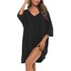 Bresdk Camicia da Notte Donna Cotone Modal Morbida Camicie da Notte Manica 3/4 Scollo a V Eleganti Taglie Forti Vestiti Premaman con Tasche
