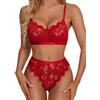 Aranmei Sexy Lingerie Set Babydoll in Pizzo 2 Pezzi Set Reggiseno e Slip per Donna Set Bralette con Ferretto in Pizzo Rosso Large