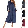 Generisch Tuta intera donna lunga elegante, jumpsuit donna accogliente, vestaglia invernale in flanella, accappatoio in pile, vestaglia sauna in pile con tasche, accappatoi caldi, abbigliamento casa in pile
