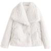 Generico Cappotto Pelliccia Sintetica Donna Invernale a Volpe Lungo con Grande Colletto Pellicciotto Corto Elegante Curvy Giacca Caldo Leggero Giubbotto Primaverile Termico per Feste Sera Lavoro Casa,Bianco