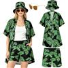 YYDSXK Camicia Hawaiana da Donna, Camicia Donna Manica Corta Shorts a Vita Alta con Tasche, Outfit Estivo da Donnas Corte, Shorts, Cappello e Occhiali Sole, Costume Stile Tropicale da Spiaggia