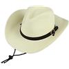 Givbro, Cappello da cowboy, cappello di paglia a tesa larga, cappello da spiaggia, cappello da viaggio estivo, per uomo e donna, colore: bianco