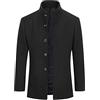 Sliktaa Cappotto di lana da uomo slim fit casual giacca corta parka invernale caldo semplice elegante cappotto+gilet, Nero , 3XL