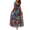 Yutdeng Abito Estivo Donna da Spiaggia Vestito Lungo Vestiti Estivi Casual Curvy Eleganti Scollo a V Senza Maniche Vestito Boho Fiore Stampato Maxi Lunga Sexy da Cerimonia,Rosso,L