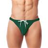 AIEOE Slip da bagno da uomo con scollo alto e coulisse, sexy, a vita bassa, verde scuro, XL