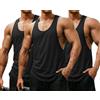 COOFANDY Pacco da 3 Canotta Uomo Palestra Asciugatura Rapida Maglietta Smanicata Bodybuilding Y-Back Muscle Fit per Fitness Running Allenamento Nero/Nero/Nero M