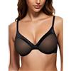 Wingslove Reggiseno Trasparente da Donna con Ferretto Reggiseno Sexy tsenza Cuciture in Rete per Seni Grandi Senza Imbottitura