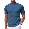 COOFANDY Maglietta da uomo a collo alto a maniche corte con colletto alla coreana superiore a costine pullover lavorato a maglia elastica tinta unita