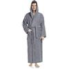 Arus Accappatoio da uomo con cappuccio, lunghezza al polpaccio, 100% cotone spugna, Grigio, L-XL