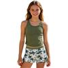 Generico Costume Ragazza Costumi da Bagno 2 Pezzi con Stampa Elegante Conservativi Bikini Spiaggia Costume da Bagno Spiaggia Due Pezzi Gambe dei Pantaloni Regolabili, per 7-16 Anni