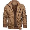 Generico Giacche in Pelle da Uomo Giacca da Uomo Autunno e Inverno Moda Casual Tinta Unita con Cappuccio e Tasca con Cerniera Spessa Giubbotto Leggero Taglie Forti
