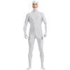 Generisch Tuta da uomo Zentai per tutto il corpo, tuta aperta, per adulti, costume da Lorax, per tutto il corpo, tuta da slenderman, unisex, aderente, slim fit, bianco, L