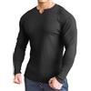 Lehmanlin T-Shirt da Uomo, Maniche Lunghe e Corte, Camicie Slim Fit con Scollo a V, Top Elasticizzati Casual