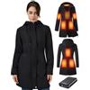 GOTOBI Giacca Riscaldata Donna Con Power Bank 12v 18400mah, 8 Zone Con 3 Livelli Di Temperatura,Cappotto invernale lungo, caldo e impermeabile, con fodera in pile e cappuccio,S