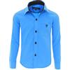Gillsonz A7vDa - Camicia per bambini per feste, a maniche lunghe, facile da stirare, disponibile in 10 colori, taglie 86-158, turchese, 9 anni