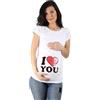 M.M.C. I Love You - Simpatica graziosa T-Shirt Premaman Manica Corta per la Gravidanza