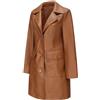 babao Donne in Pelle Trench Coat Giacca Monopetto Marrone Cappotto Lungo in Ecopelle, S-3XL