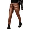 LOIJMK Pantaloni da donna per il tempo libero, in pelle PU, pantaloni in ecopelle, casual, tinta unita, in pelle, con tasche e coulisse regolabile, da donna, temperamento, streetwear, pantaloni da