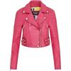 Infinity Leather Giacca Corta da Donna, Modello Corto, Stile Gotico, in Vera Pelle, Stile Biker, Rosa Fucsia
