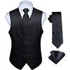 HISDERN Set di gilet e cravatta jacquard floreali classici da uomo in paisley floreale e tasca quadrata