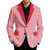Generisch Sakko - Giacca da uomo Kölner Clown in velluto a coste, motivo a righe, colore rosso, bianco, per cosplay e feste, R rosso., L