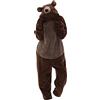 riou Pigiama Intero da Uomo e Donna Caldo Pigiamone in Pile con Cappuccio Panda Invernale Tuta Costume Animale per Carnevale Monopezzo Onesies Unisex Pigiama Intero con Cerniera