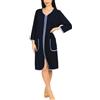 Aquarti Accappatoio da Donna con Cerniera Leggero con Maniche a 3/4, Blu Scuro, XXL