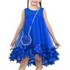 Sunny Fashion Vestito Bambina Blu Floreale Borsetta Senza Maniche Principessa Estate Sole Carina 6 Anni
