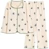 Generico Pigiama Donna Caldo Manica Lunga Pigiami Aperto Davanti Leggero Invernale Pigiama 2 Pezzi Con Bottoni Lungo Set Pigiami Cotone Scollo V Curvy Camicia Da Notte Taglie Forti Comodo Casual Per La Casa