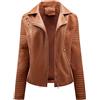Suwequest Giacca da donna Biker con cerniera giacca in ecopelle giacca da donna primavera autunno cappotto da donna rosso nero rosa marrone
