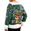 Generico Natalizia Felpa con Cappuccio Uomo in Vello Foderato Manica Lunga Renna Giacca Pesante Pelliccia Bordi Hoodies Casual Strada Felpe Cardigan Invernale Caldo Divertente Giubbotto in Pile