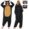 JONRRYIN Pigiama Animali Intero Donna, Onesie Unisex Animale Jumpsuit Pajama con Maschere Animali, Costume Carnevale Tuta Animali Cosplay per Adulti