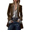 Duohropke Giacca da donna vintage in velluto, blazer con scollo a V, manica lunga, con ricami, collo smerlato, mantello vittoriano gotico, frack da pirata, steampunk, medievale, mantello lungo