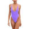 SHEKINI Costume Intero da Bagno da Donna con Scollo a V, Schiena Scoperta, Costume da Bagno Brasile, Taglio Alto, Monokini, Viola Chiaro, M