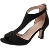 Generico Sandali Donna Estive 35-42 EU con Tacco Medio, Punta Aperta e Cerniera Posteriore Tacchi Heels Dance in Pelle Scarpe Elegante Cerimonia da Ballo Casual Comode per Latino Americano, Lavoro, Sera,Nero