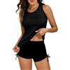 Generic Tankini Donna Mare Curvy Set da Tre Pezzi Tankini Donna Mare Curvy Set Maglia di Pizzo Costume da Bagno Pugili con Pantaloncino da Mare Spiaggia Piscina