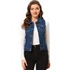 Allegra K Donna Gilet in Denim Lavato senza Maniche Giacca Jean