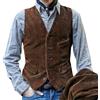 EasyByMall Gilet da uomo in velluto a coste senza maniche in stile britannico vintage con chiusura a bottoni, giacca slim fit per uso quotidiano e stagionale (L marrone)