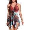 CIZEUR Donna Costume da Bagno Tankini Push up 2 Pezzi Stampa Floreale con Slip a Vita Alta Beachwear