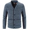 Generisch Giacca leggera da uomo in pile da uomo, casual, invernale, tinta unita, con bottoni, a maniche lunghe, per il lavoro a casa, leggero da uomo, Blu, L