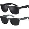La Optica B.L.M. Occhiali da sole unisex uomo e donna UV400 Retro Vintage - Set nero opaco/grigio scuro
