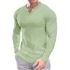 Muscle Cmdr Uomo Slim Fit Scollo a V Camicie Casual Manica Lunga e Corta Muscolo Henley T-Shirt Top Business Elegante