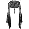 keland Donna Cardigan Gilet Coprispalle in Pizzo Gotico Bolero Gothic con Maniche Lunghe e Svasate Scaldacuore (Nero-1, Medium)