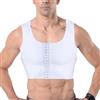 DownLTL Corsetto da uomo a compressione piatta per torace, per ginecomastia, dimagrante, per allenamento, bianco, XL