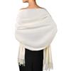 FURTALK Sciarpa da donna in cashmere, calda, maglia fine invernale, bianco, Taglia unica