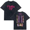 Generico T-Shirt Grafica Vintage PinkyUp Print Katsseye Magliette A Maniche Corte in Cotone Lavato for Uomini E Donne(Black H,S)